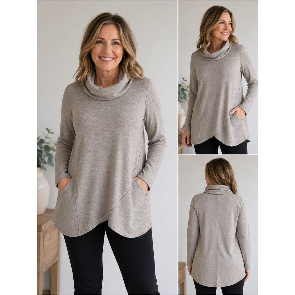 J Jill Pure Jill Beige Funnel Neck Sweater size XS